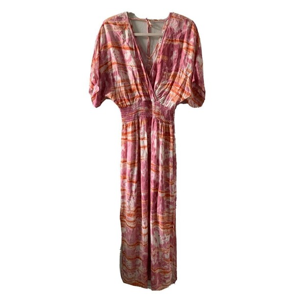 Knox Rose Size Small Multicolor Boho Print Smocked Surplice Maxi Dress - Picture 1 of 6